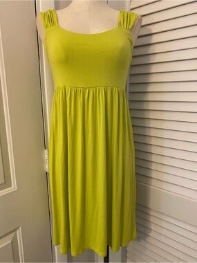 Women's Lime Green Sleeveless Empire Waist Dress- Size M/L